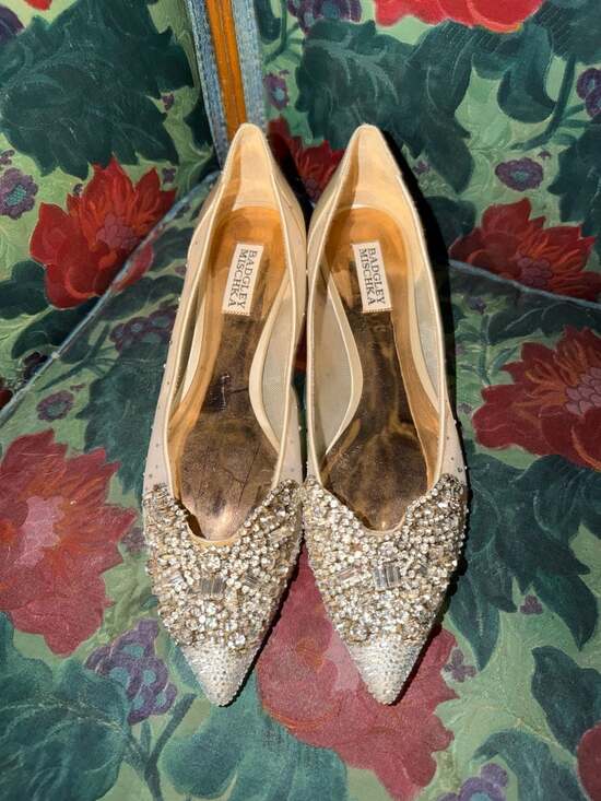 Badgley Mischka Shoes - Badgley Mischka Quinn Embellished Pointed Toe Evening Flats